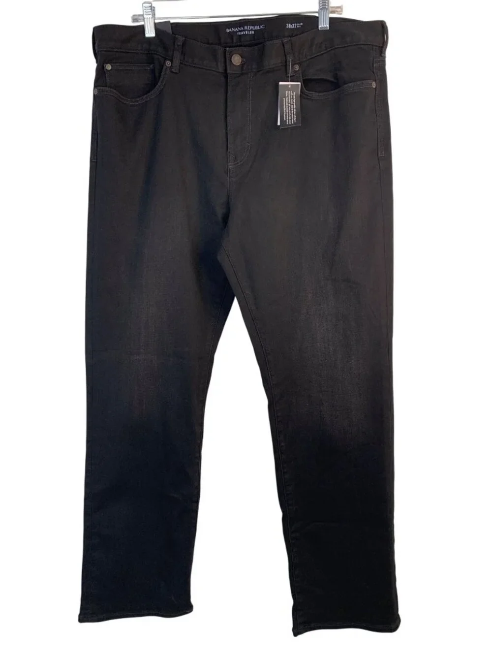 Banana Republic Traveler Luxe Slim Fit Black Jeans 38x32 Mid Rise NWT $129